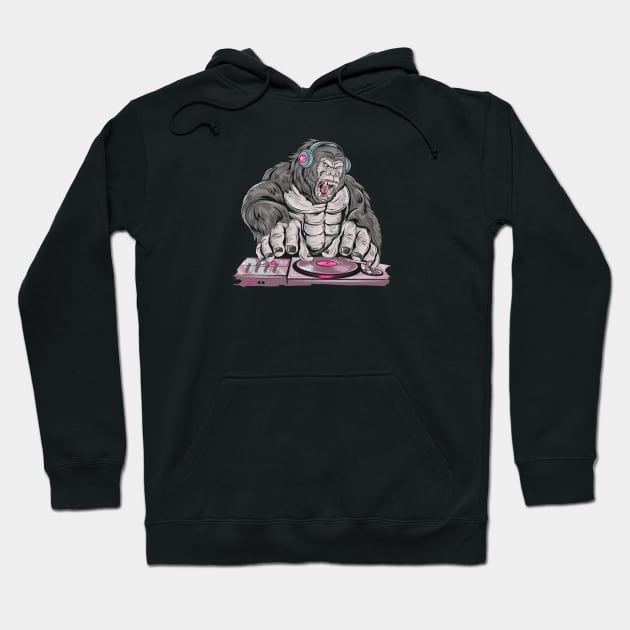 Gorilla DJ Hoodie by Happy Art Designs